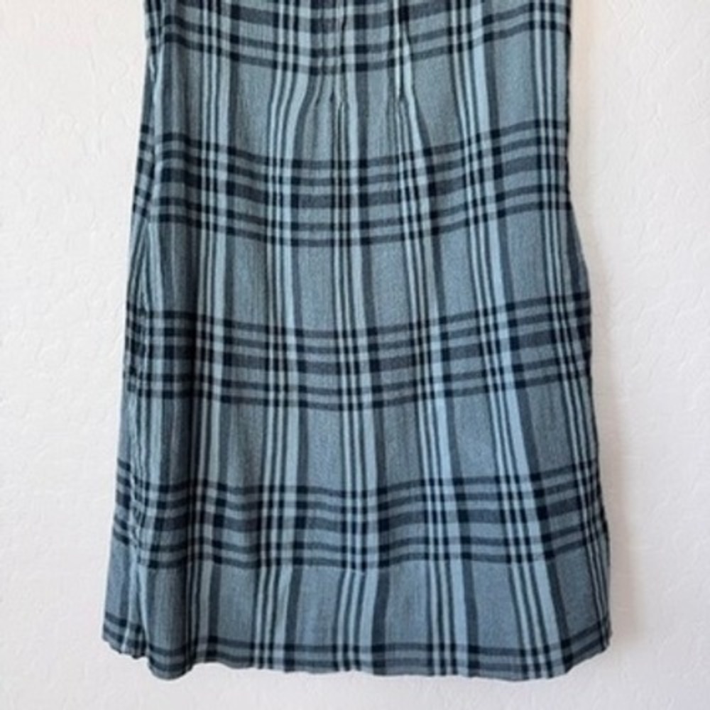 Faherty XSmall Blue Navy Plaid Sleeveless Button Front Dress with Pockets - Picture 9 of 10